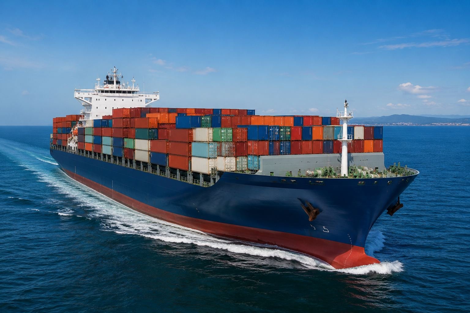 Container ship at sea